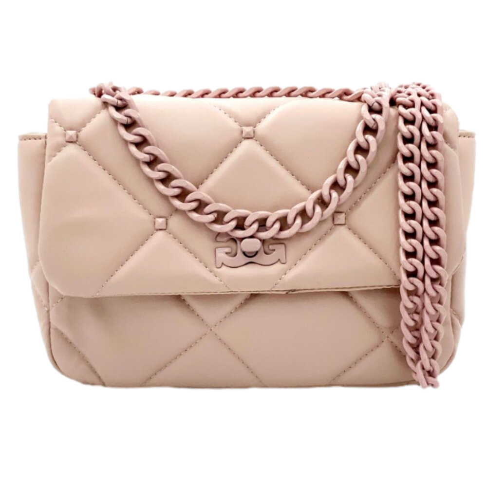 GILDA PARIS “G” Logo Small Quilted Bag with Chain Strap in Blush NWT